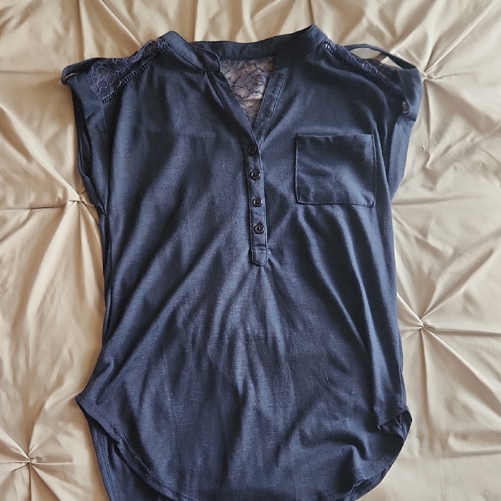 Women's Navy Blue Sleeveless Top